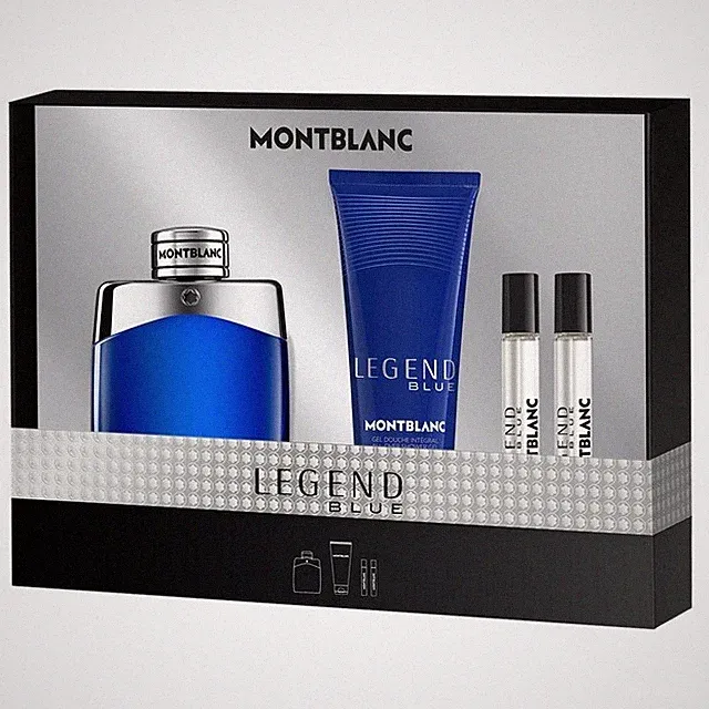 Montblanc Men's Legend Blue 4pcs EDP Gift Set Fragrances 3386460154376