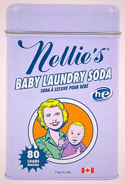 Nellie's Baby Laundry Soda~80 Load Tin~HE Detergent/Soap~Phosphate & Scent Free