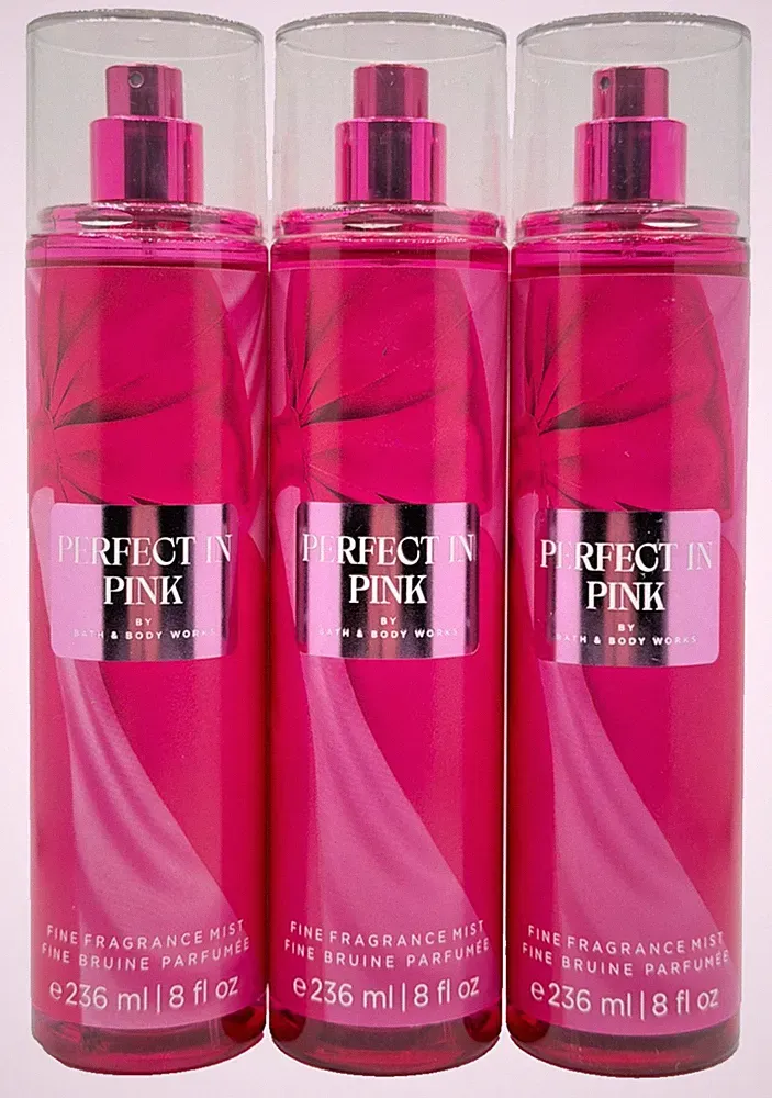 NEW Bath & Body Works Lot of 3 Bottles Perfect In Pink Fragrance Mist Spray 8 oz