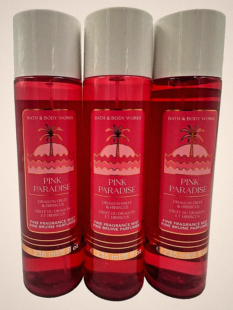 NEW Bath & Body Works Lot of 3 Bottles Pink Paradise Fragrance Mist Spray 8 oz