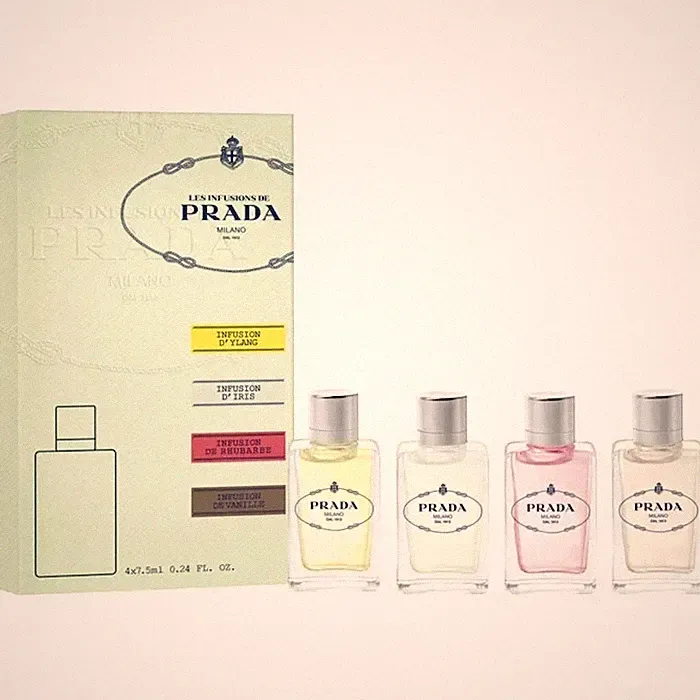 NIB Authentic Prada Les Infusions Mini Coffret Perfum Set 4 x 0.24 oz / 7.5 mL