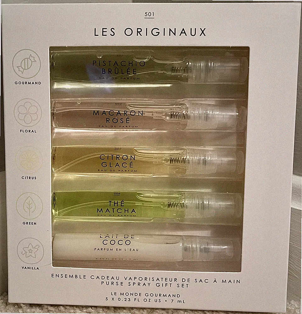 NIB Gourmand Les Originaux ~501 Eau de Perfume Spray Travel Gift Set of 5