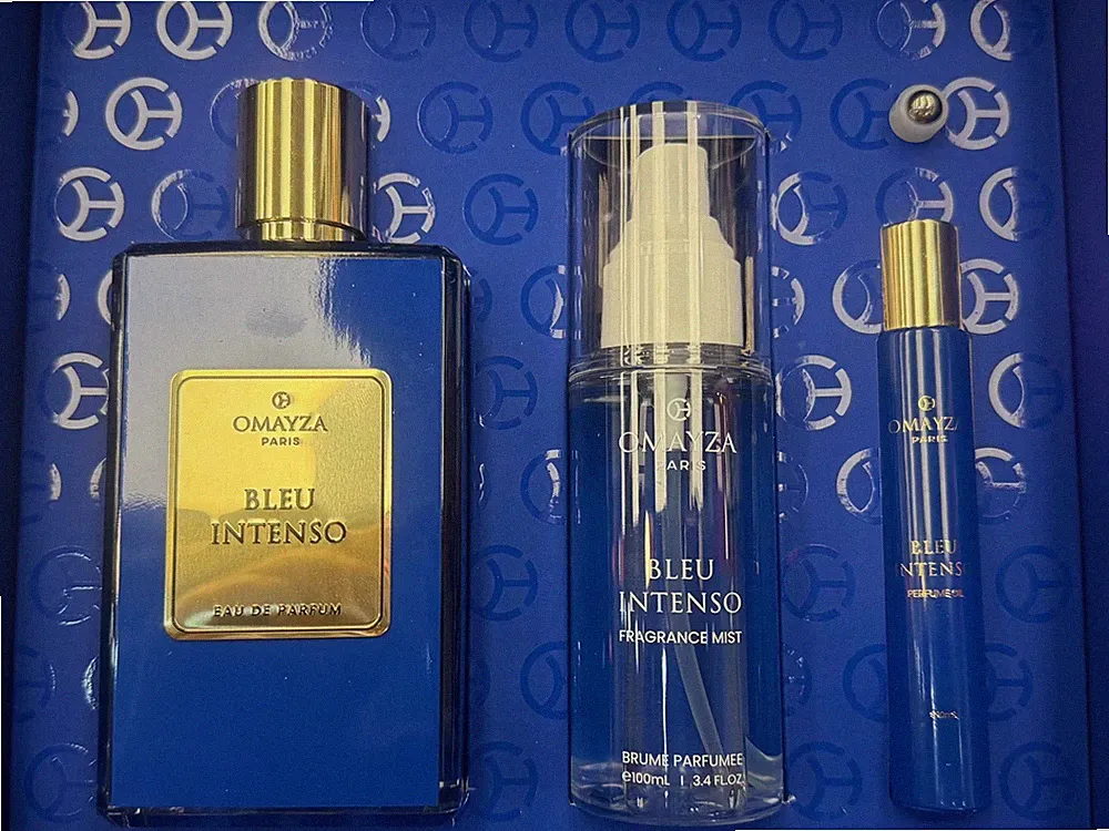 Omayza Bleu Intenso (EDP 3.4 oz + Fragrance Mist 3.4 oz + Perfume Oil 10 ml) for