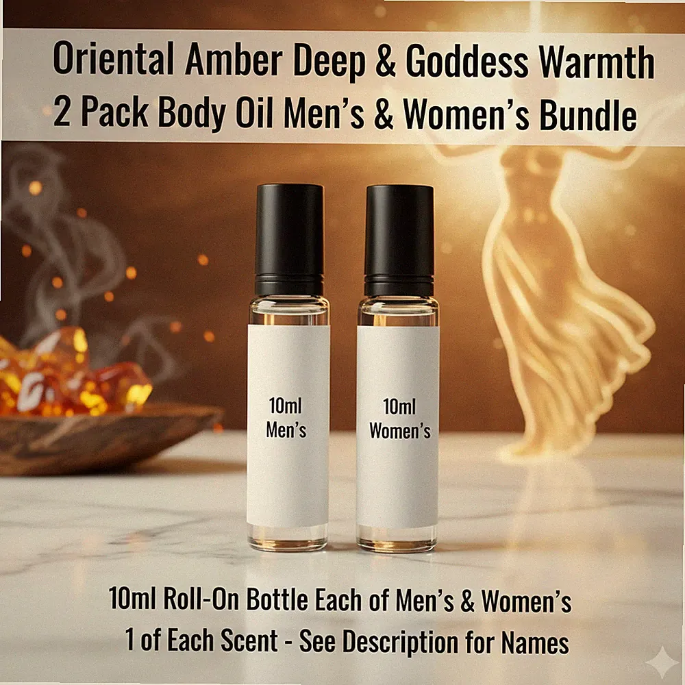 Oriental Amber Deep & Goddess Warmth 2 Pack 10ML RollOn Perfume Body Oil Bundle