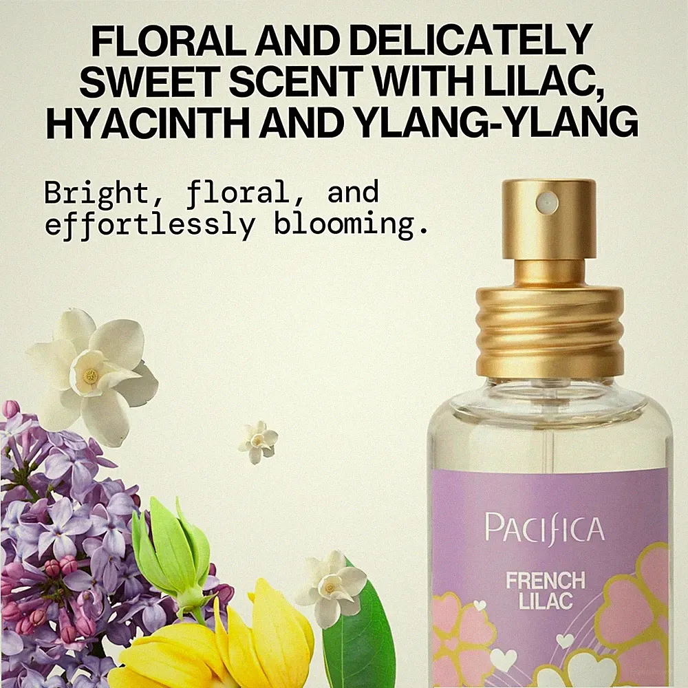 Pacifica French Lilac Spray Perfume, Vegan Floral Long-Lasting Scent 1oz