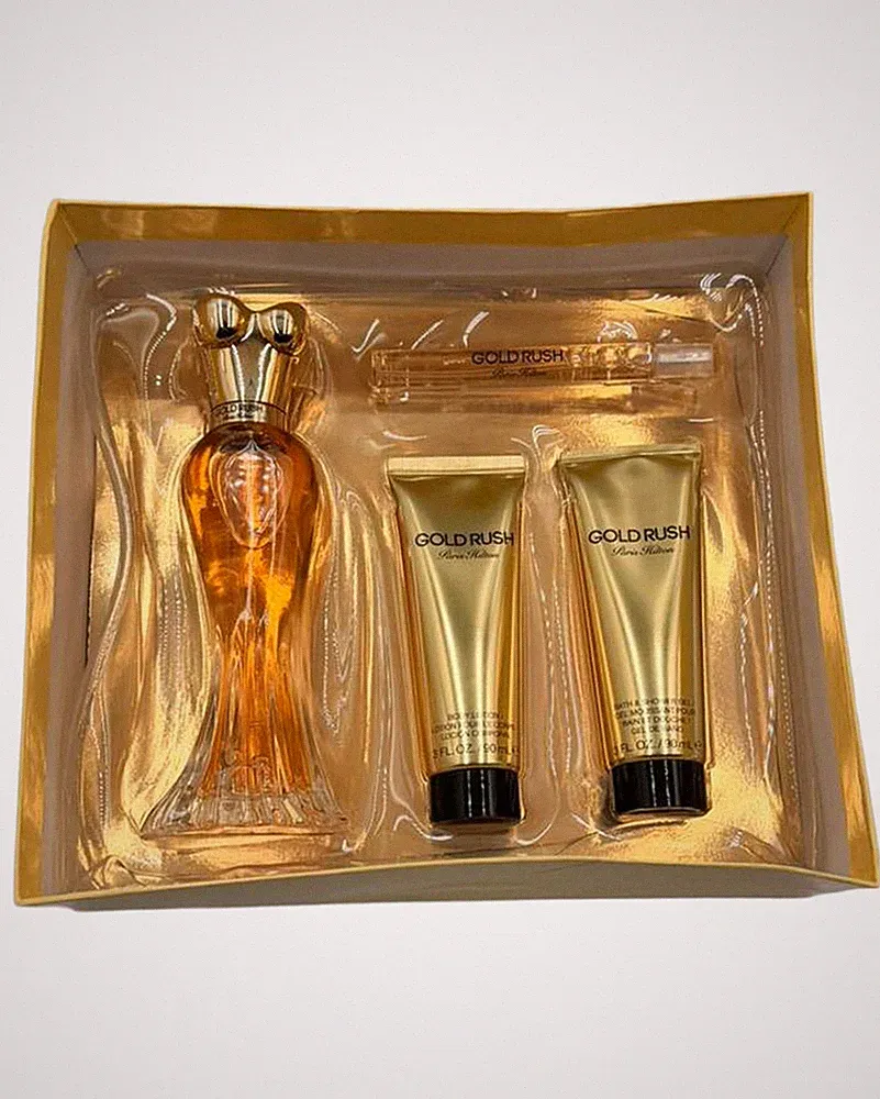Paris Hilton Gold Rush Perfume for Women 3.4 EDP Spray 4 Piece Gift Set