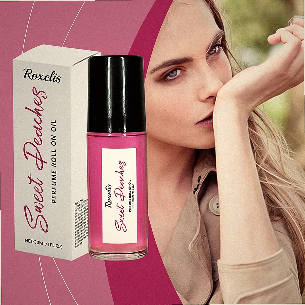 Peach Pink Roll On Perfume, Sweet Fruity Rollerball, Travel Size Niche Fragrance