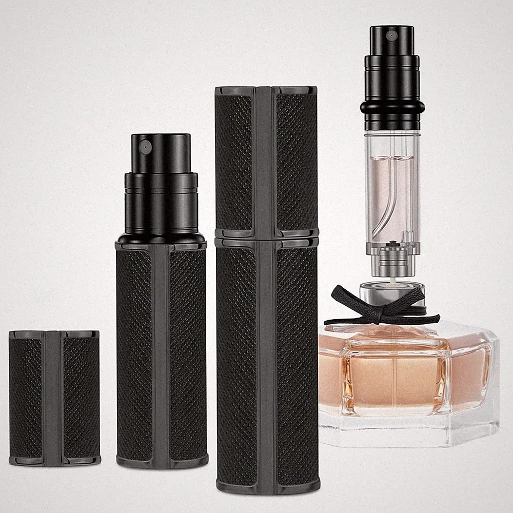 Perfume Atomizer 5ml Leather Refillable Spray Bottle for Travel Black Case