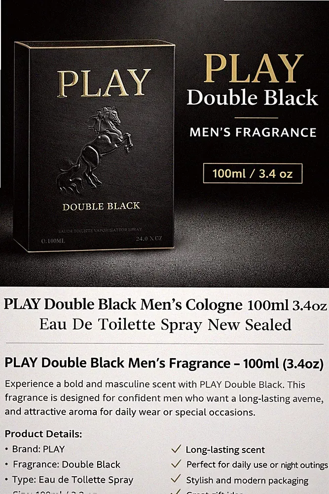 PLAY Double Black Eau de Toilette Spray 100ml 3.4oz Long-lasting Scent