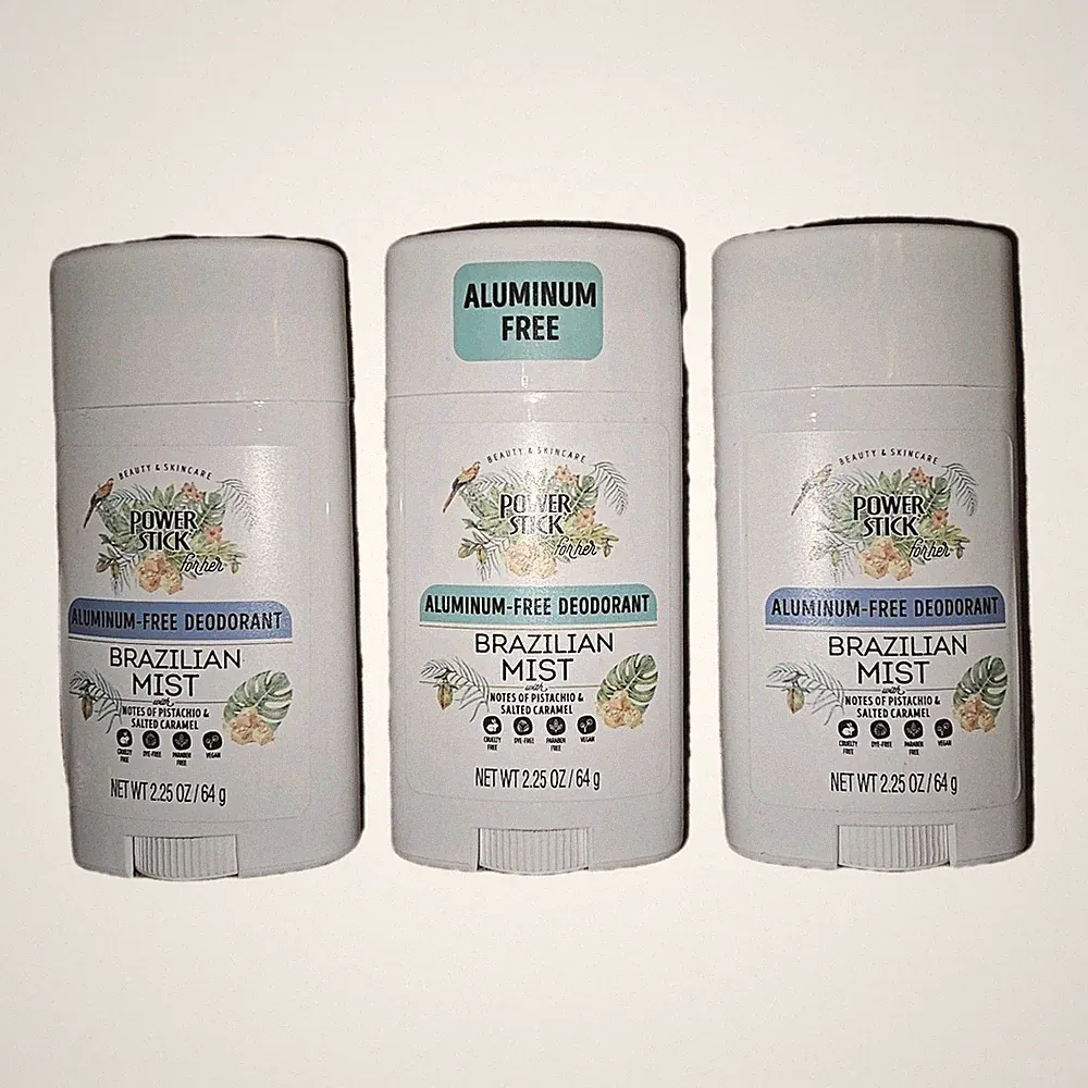 Power Stick For Her Brazilian Mist Aluminum Free Deodorant 3 Pack 2.25 oz
