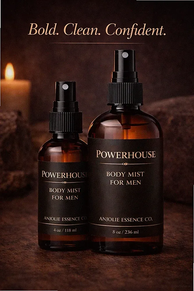 Powerhouse Body Mist for Men 4 oz 8 oz Amber Woods Musk Spray