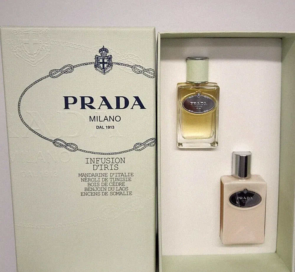 Prada Milano Infusion D'Iris Perfume Gift Set: 1.7oz EDP Spray&3.4oz Body Lotion