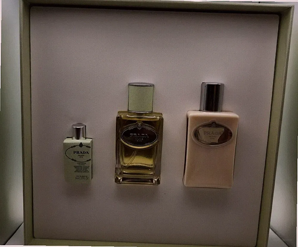 Prada Milano Infusion D'Iris Perfume GiftSet: 1.7ozEDP &3.4oz Body Loti AND MINI