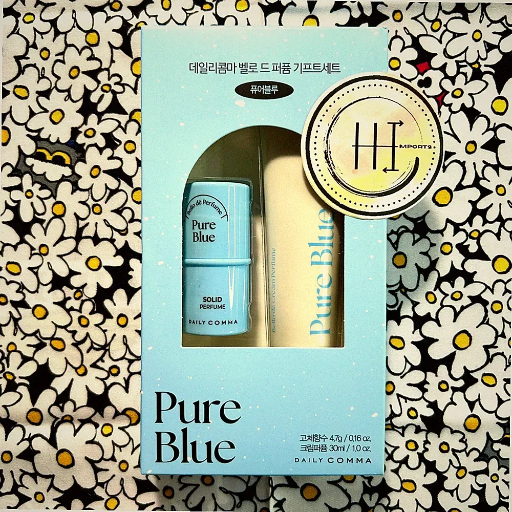 Pure Blue Solid Perfume & Hand Cream Set Made in Korea K-Beauty Daily Comma