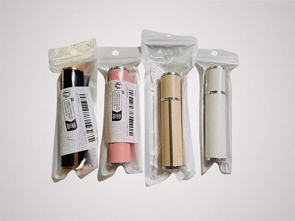 Refillable Travel Spray Perfume Bottle - Set of 4 - White, Beije, Pink, Black