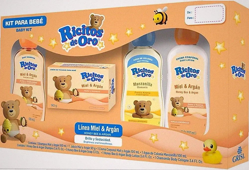 Ricitos de Oro Miel & Argán Baby Bath Set Shampoo Soap Lotion Cologne Hypo