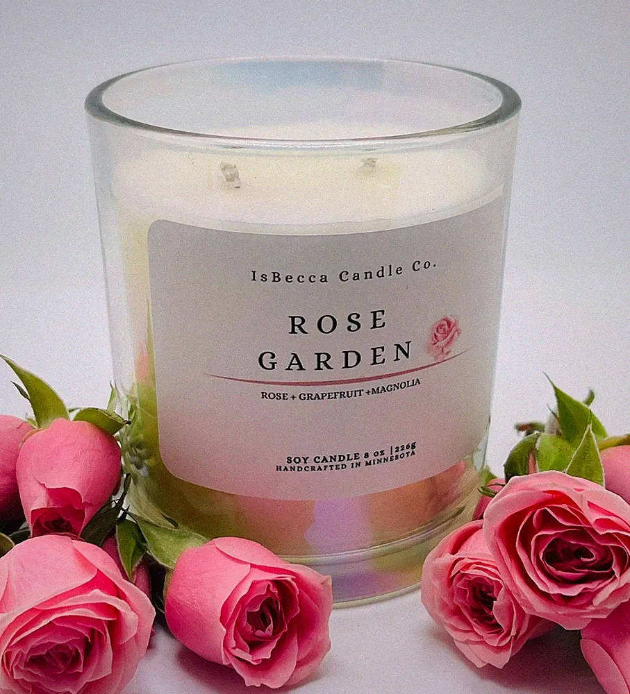 Rose Garden Soy Candle 5oz - Rose Grapefruit Magnolia, Handcrafted Soy Candle