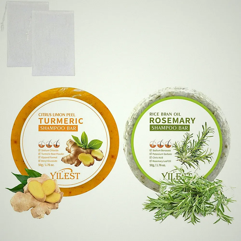 Rosemary Shampoo Bar for Hair Growth, 2 PCS Rosemary & Ginger Solid Shampoo Bar