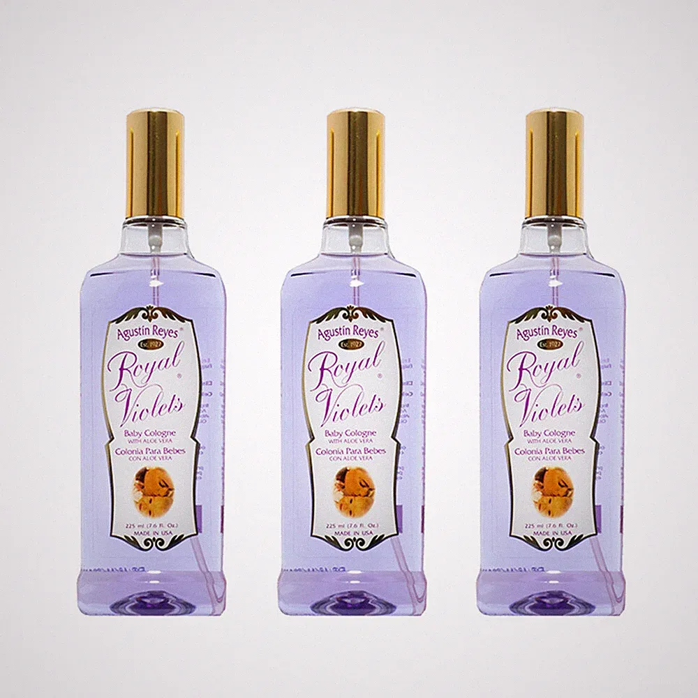 Royal Violets Baby Cologne with Aloe Vera. Clean Fragrance. 7.6 Fl Oz. Pack of 3