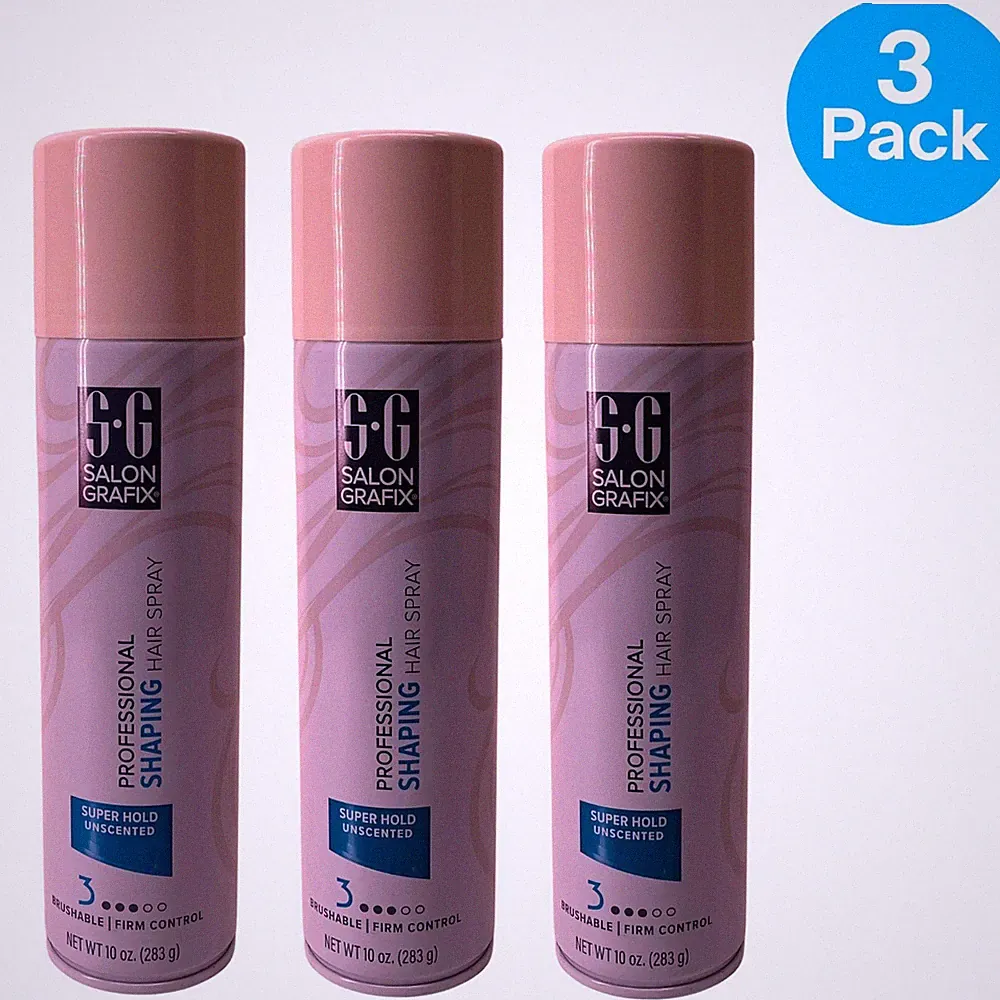 Salon Grafix Professional Shaping Hair Spray Unscented 10 oz 3 Pack New