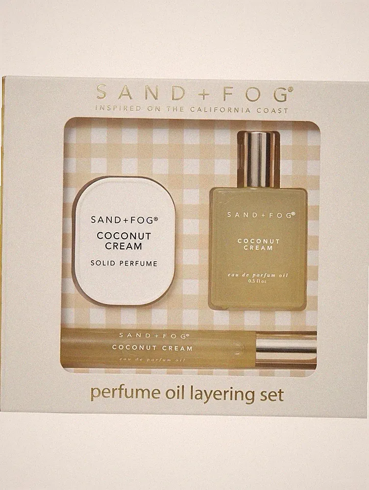Sand + Fog Coconut Cream Perfume Oil Set Solid Roller 3pc Gift Women