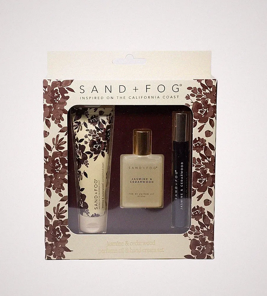Sand + Fog Jasmine & Cedarwood Gift Set - Hand Cream & Perfume Oil Rollerball