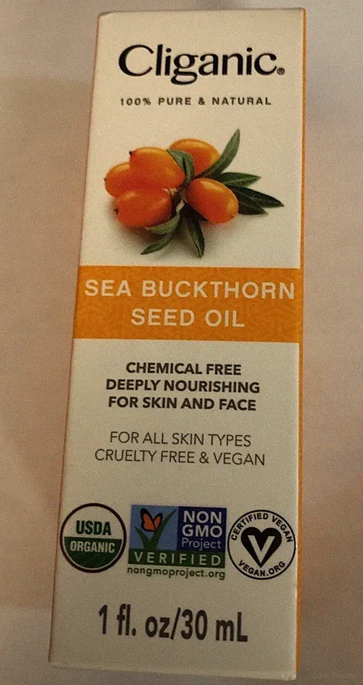SEA BUCKTHORN Seed OIL Cliganic Chemical Free USDA Organic Certified 1oz Glass