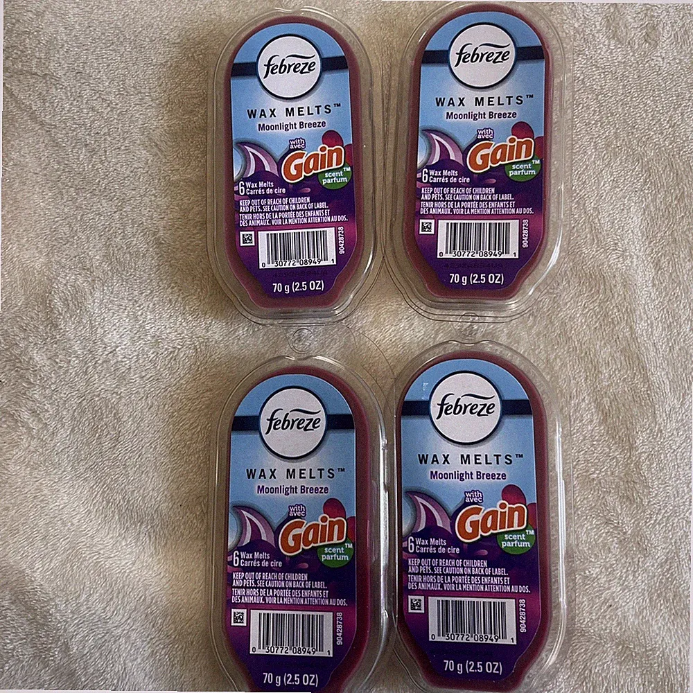 SET OF 4 Pkgs ~ FEBREZE WAX MELTS ~ GAIN MOONLIGHT BREEZE ~ 24 Total Wax Cubes