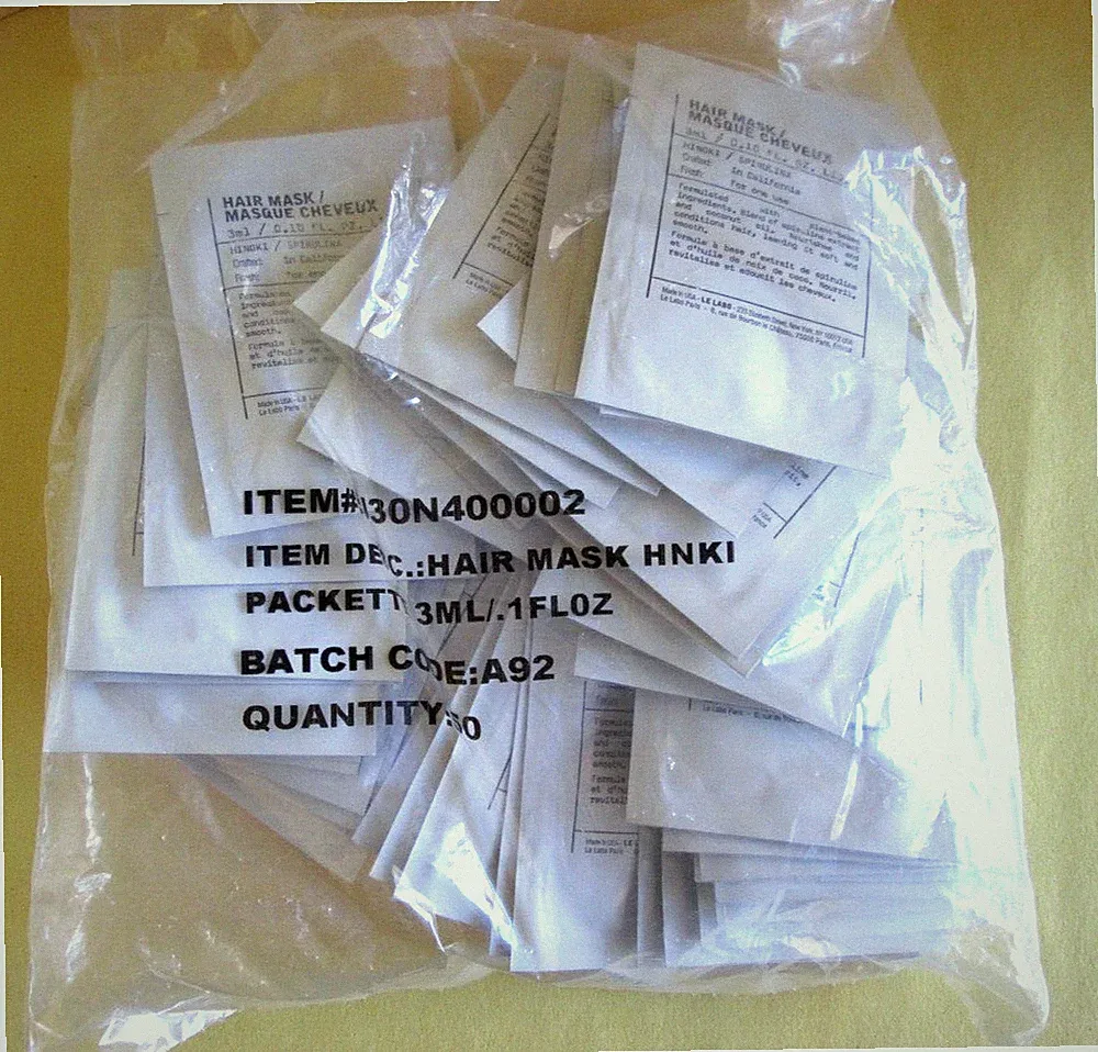 SET OF 50 LE LABO HAIR MASK SAMPLE PACKETS 3 ML 0.10 OZ EACH SEALED BAG