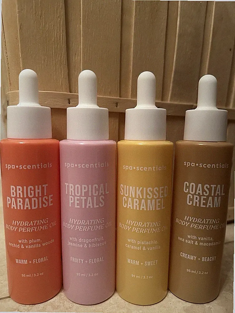 spa•scentials Hydrating Body Perfume Oil Complete Set of 4, different scents