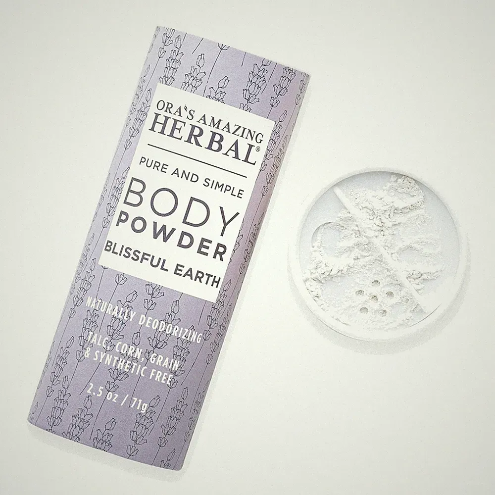 Talc-Free Herbal Body Powder - Safe for All Skin, Blissful Earth Scent, 2.5 oz
