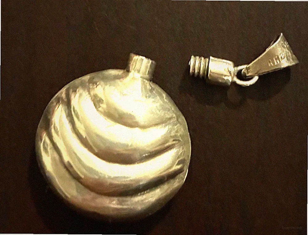 Taxco Sterling Silver Round Wavy Perfume Bottle Pendant
