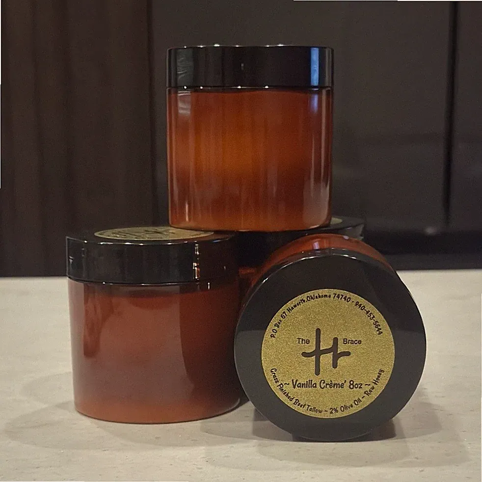 The H Brace Beef Tallow Vanilla Crème’ Scented Moisturizer 8oz.