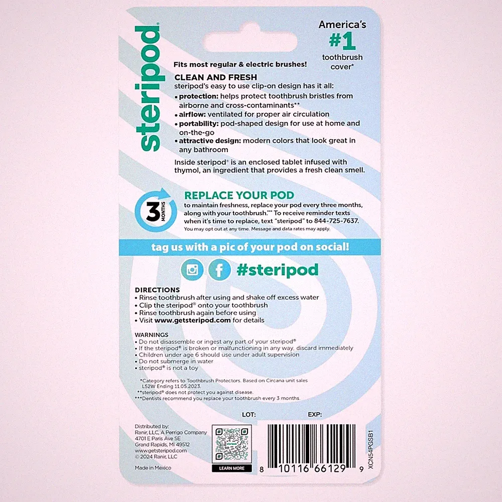 Toothbrush Protector, Patented Design, Fresh Scent, 4 Count