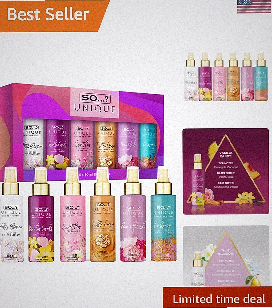 Travel Size Body Mist Set for Women - 6 Captivating Scents, 6-Hour Wear