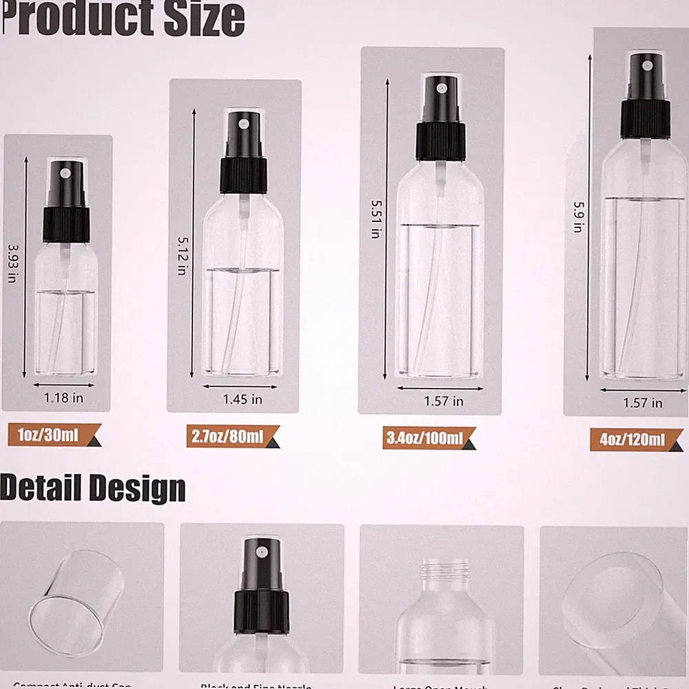 Travel Size Fine Mist Spray Bottles - 100 Pack