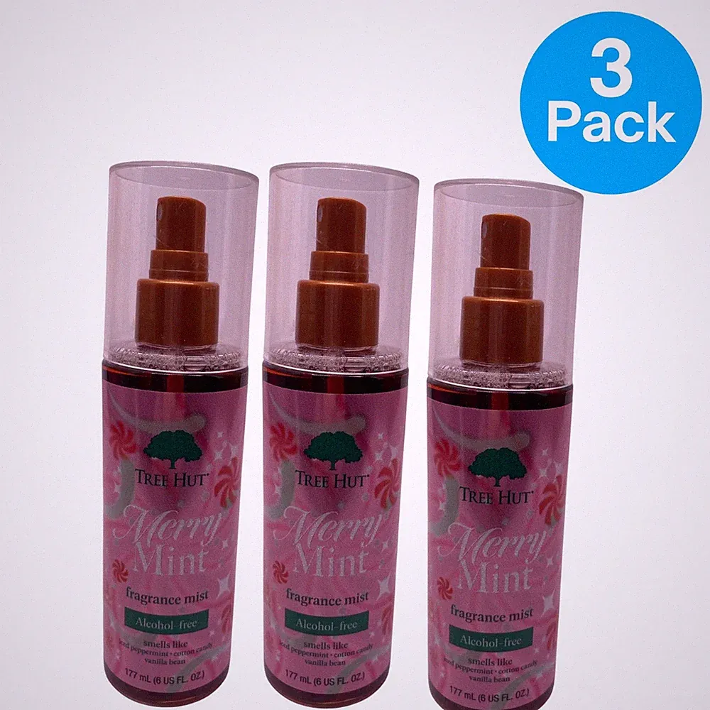 Tree Hut Merry Mint Fragrance Mist Alcohol Free 6oz Body Spray 3 Pack New