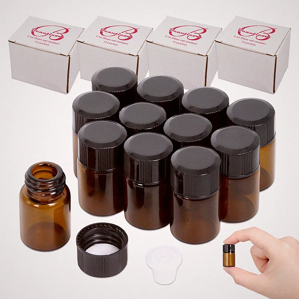 USA 60 Bottles 2ML Essential Oil Perfume Sample Glass Bottle with Reducers