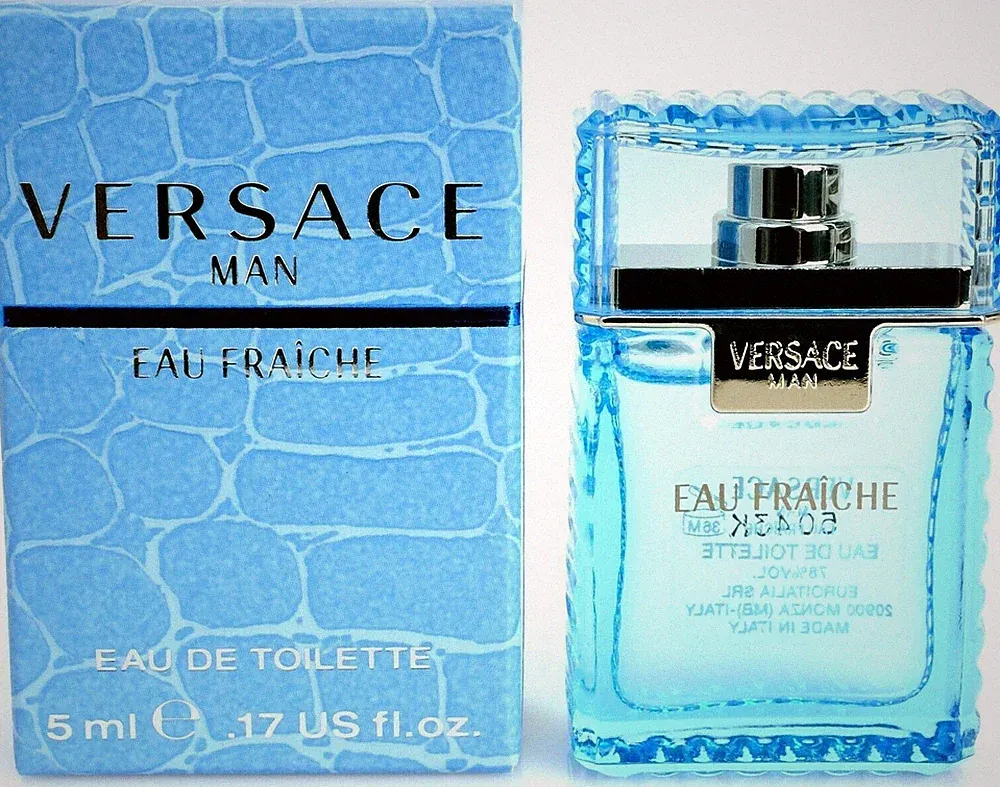 Versace Man Cologne Blue Men Perfume Eau Fraiche Mini Travel EDT 0.17 oz 5 ml
