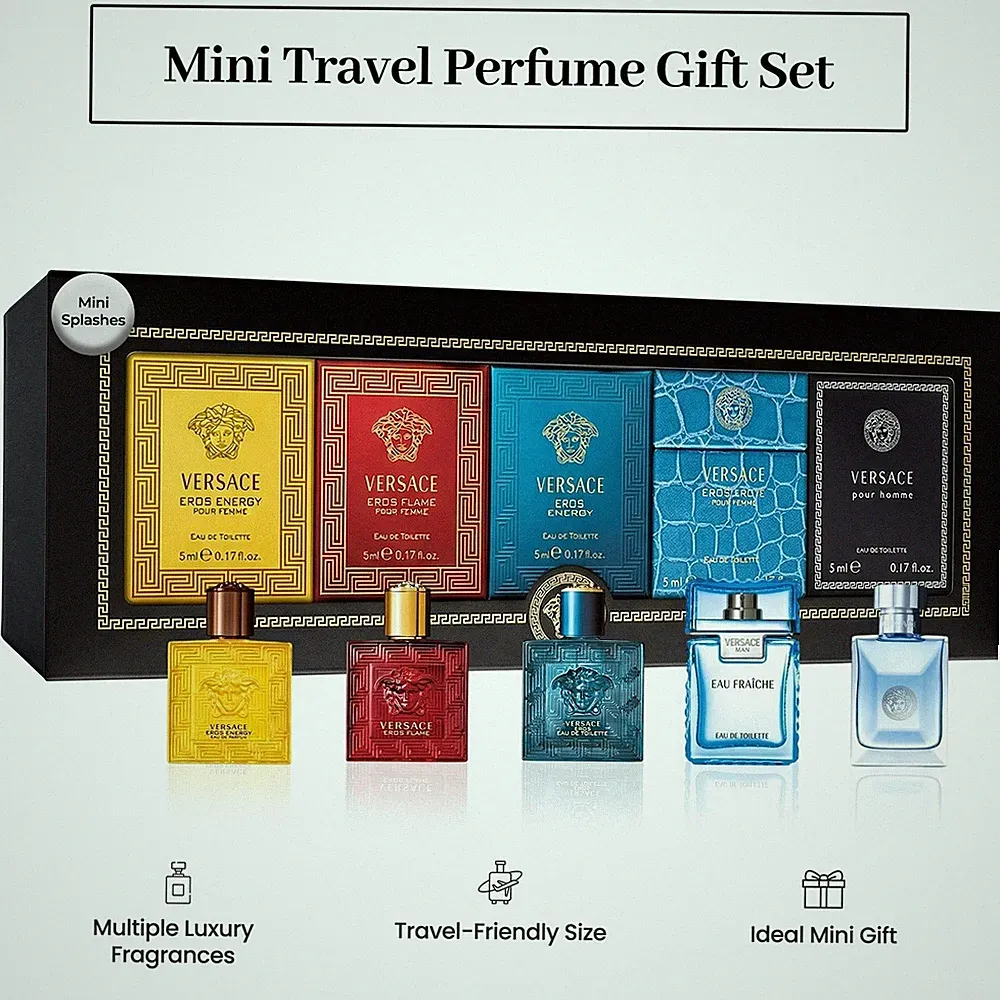 Versace Perfume for Men Gift Set – Mini Variety Cologne Splashes, 5 Piece,...
