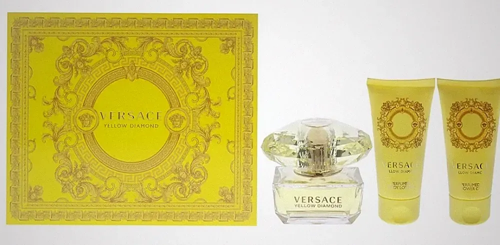 Versace Yellow Diamond 3 Piece Gift Set 1.7oz Perfume Shower Gel Body Lotion