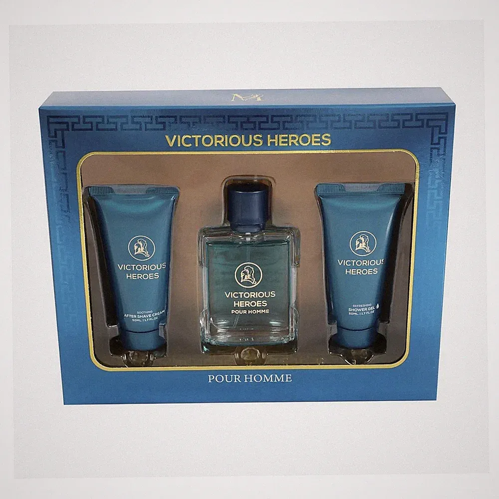 Victorious Heroes Pour Homme Gift Set Spray 1.7 fl oz Mint Lemon Vanilla Scent