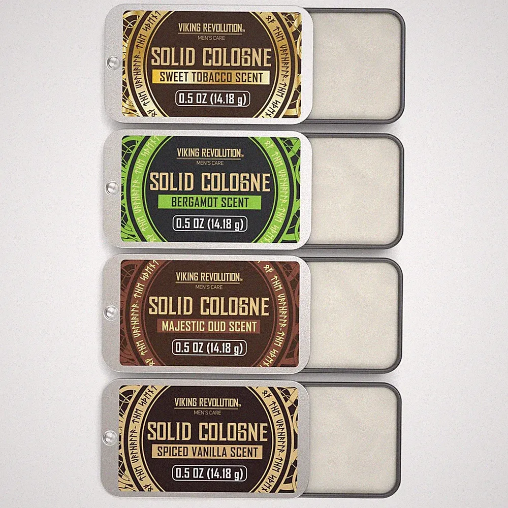 Viking Revolution 4 Pack Mens Colognes - 0.5 Oz Solid Perfume with Spiced Vanill
