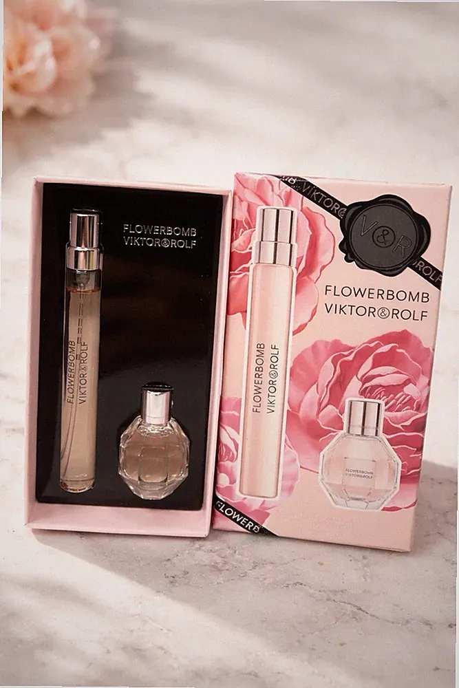 Viktor & Rolf Flowerbomb Perfume Set – Mini Bottle + Travel Spray – Authentic