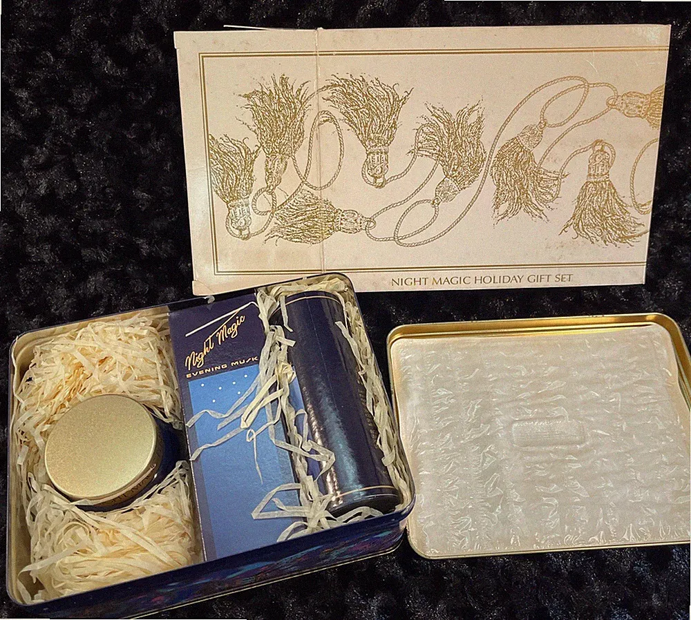 Vintage AVON Night Magic Evening Musk Cologne Perfume 1990 Holiday Gift Set NOS