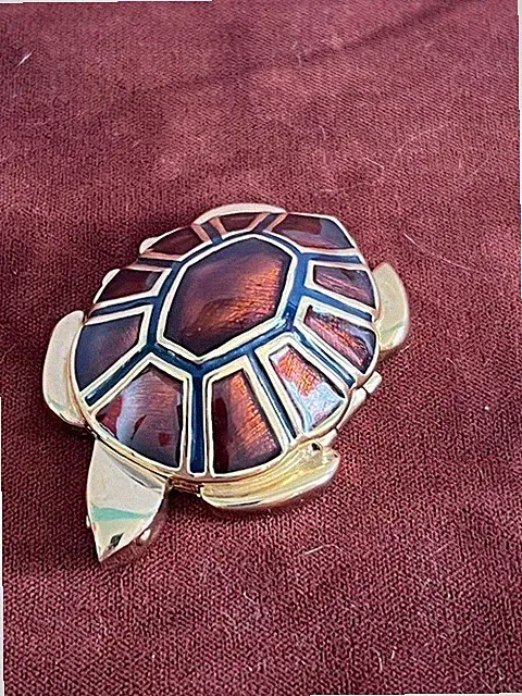 VINTAGE ESTEE LAUDER ENAMEL TURTLE CINNAMAR PERFUME COMPACT FILLED