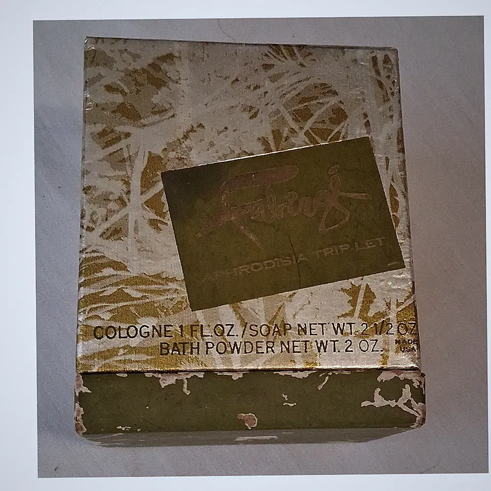 Vintage Fabergé Aphrodisia Trip-Let Set: Cologne, Soap, Powder
