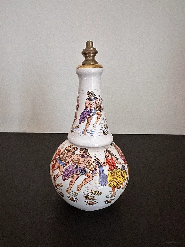 VINTAGE GREEK SCENERY WITH PERFUME DAUBER SOLID CREAM & LIQUID PERFUME BOTTLE