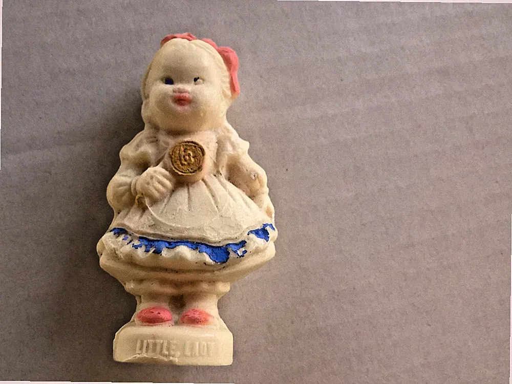 Vintage Helene Pedal “Little Lady” Soap With Compact Pink Bow in Her Hair 3” T