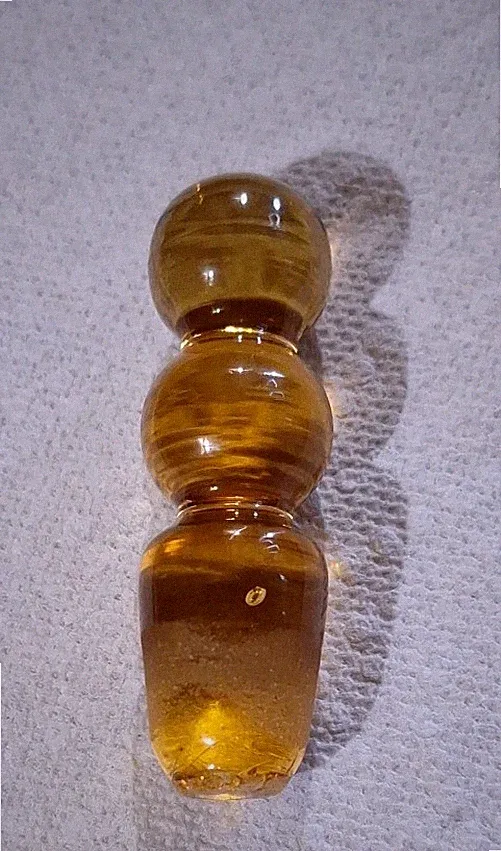 Vintage MCM Solid Glass Amber Perfume Bottle Stopper 2.75